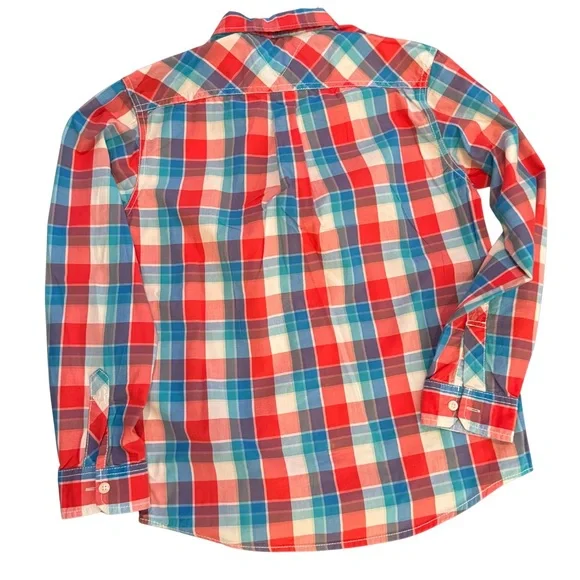 Tommy Hilfiger Boys Multicolor Plaid Button Down Shirt 12 14 - Picture 2 of 6